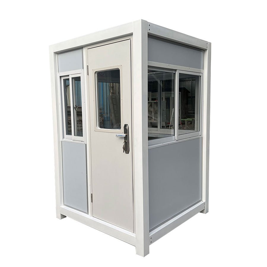 Grey Guard Shack With AC - 4x6 ft Security Booth